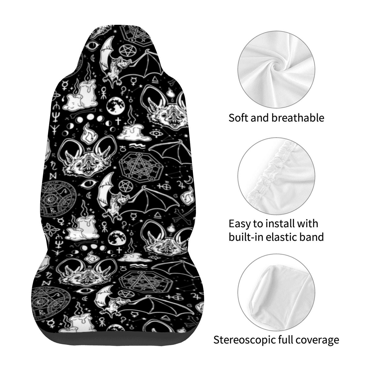 Car Front Seat Covers 360 Mystical bats