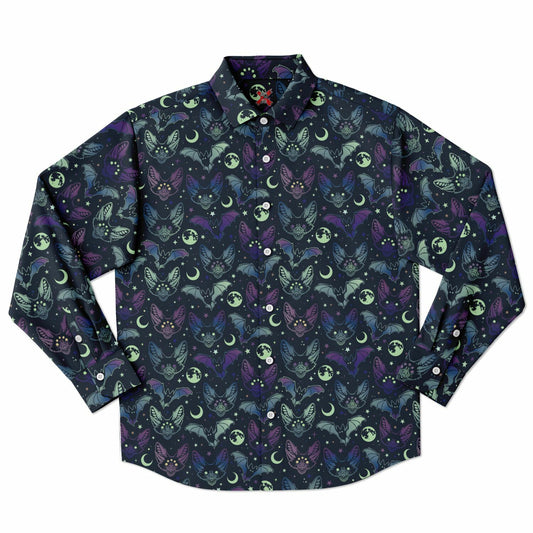 Creepy Bats Long Sleeve Button Up Shirt