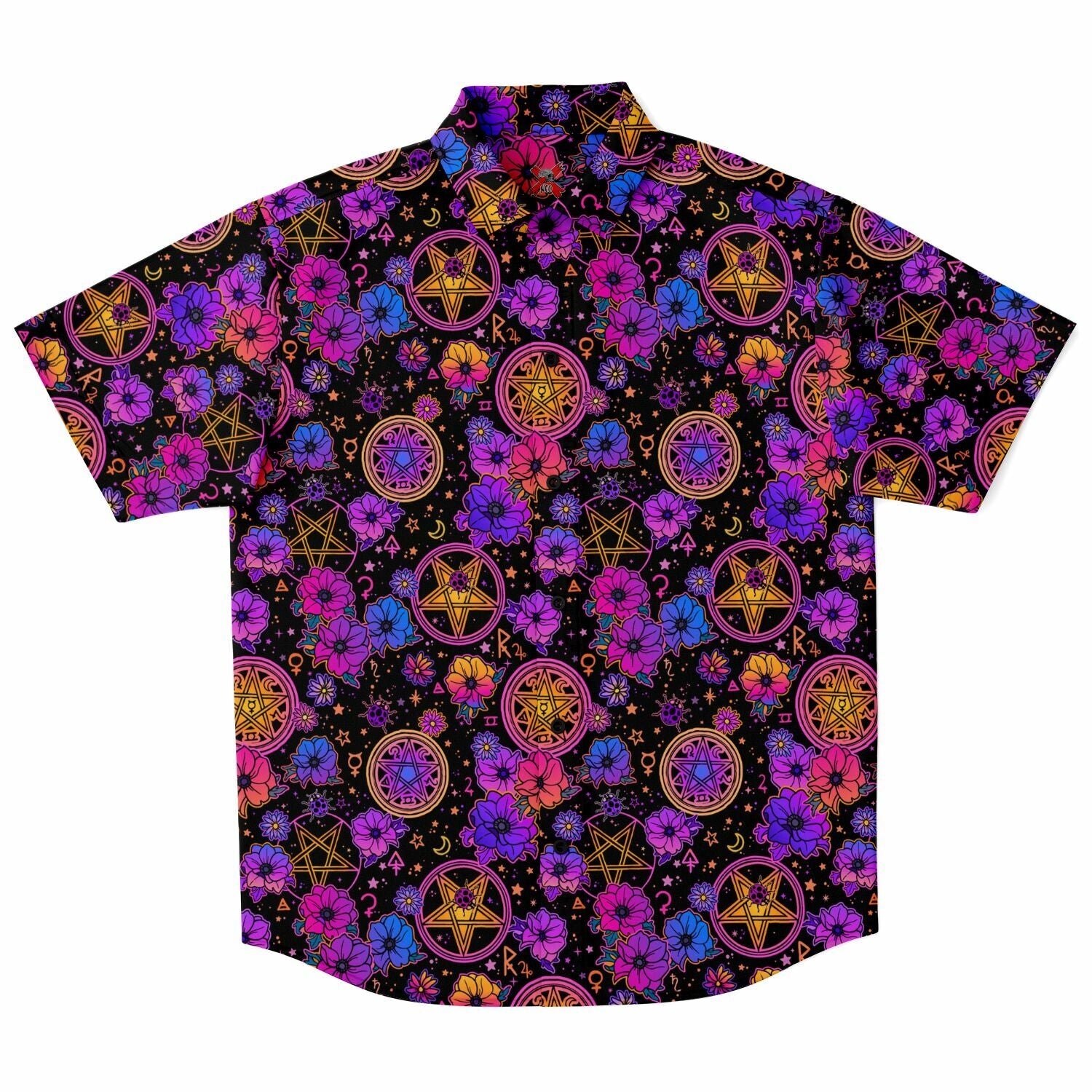 Mystical Flower Short Sleeve Button Up Shirt - NeoSkull