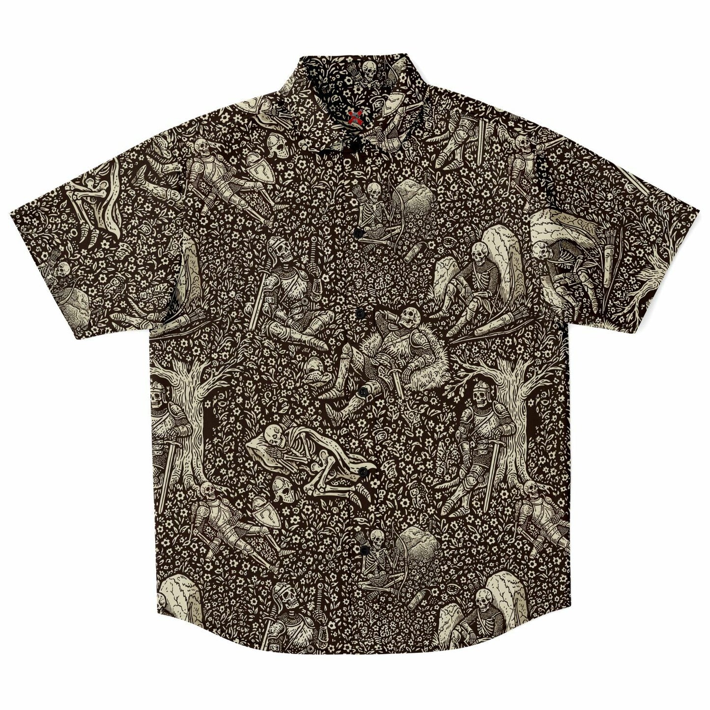 Resting Knights Short Sleeve Button Up Shirt