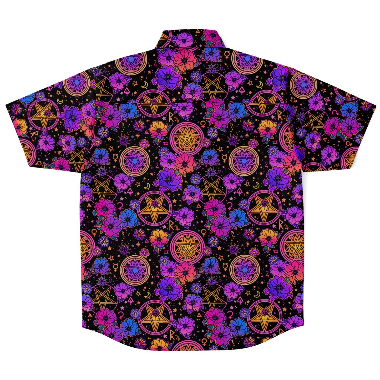 Mystical Flower Short Sleeve Button Up Shirt - NeoSkull