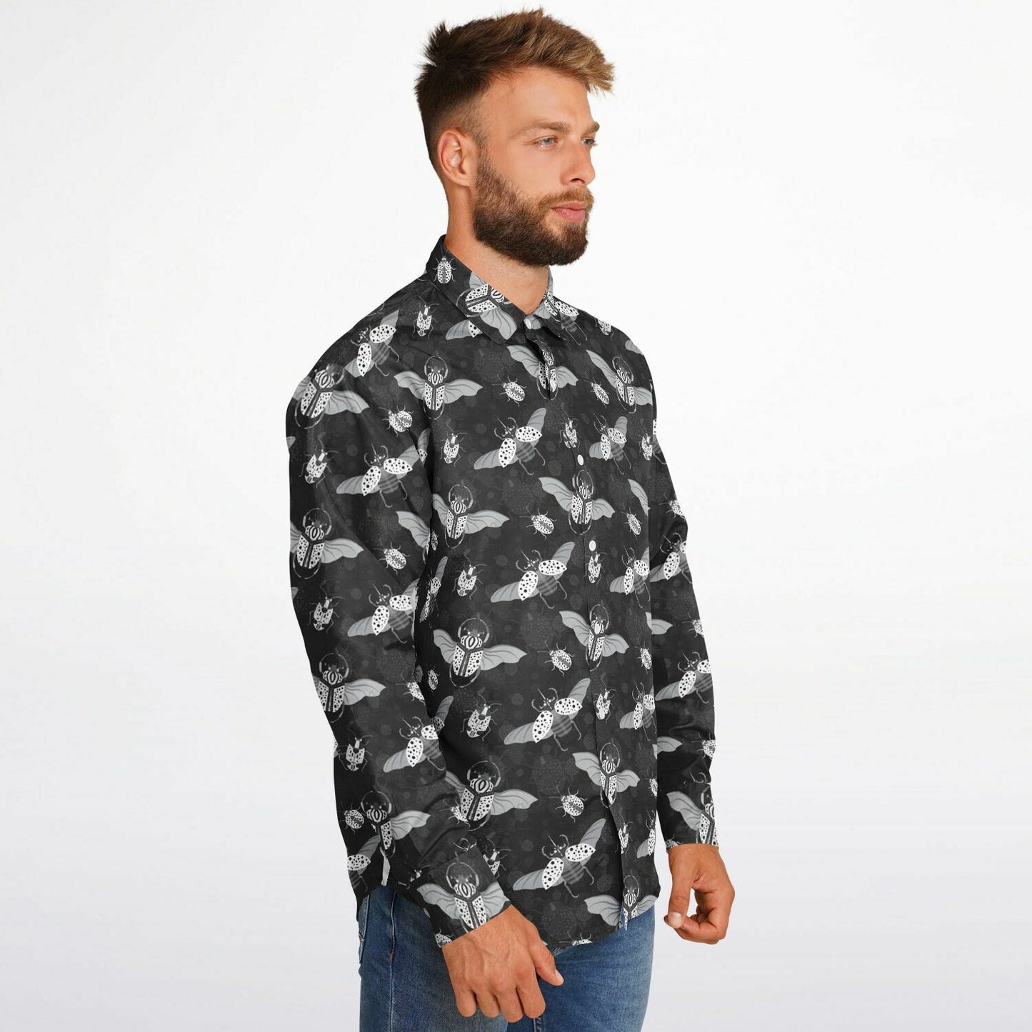 Flying bugs Long Sleeve Button Up Shirt - NeoSkull
