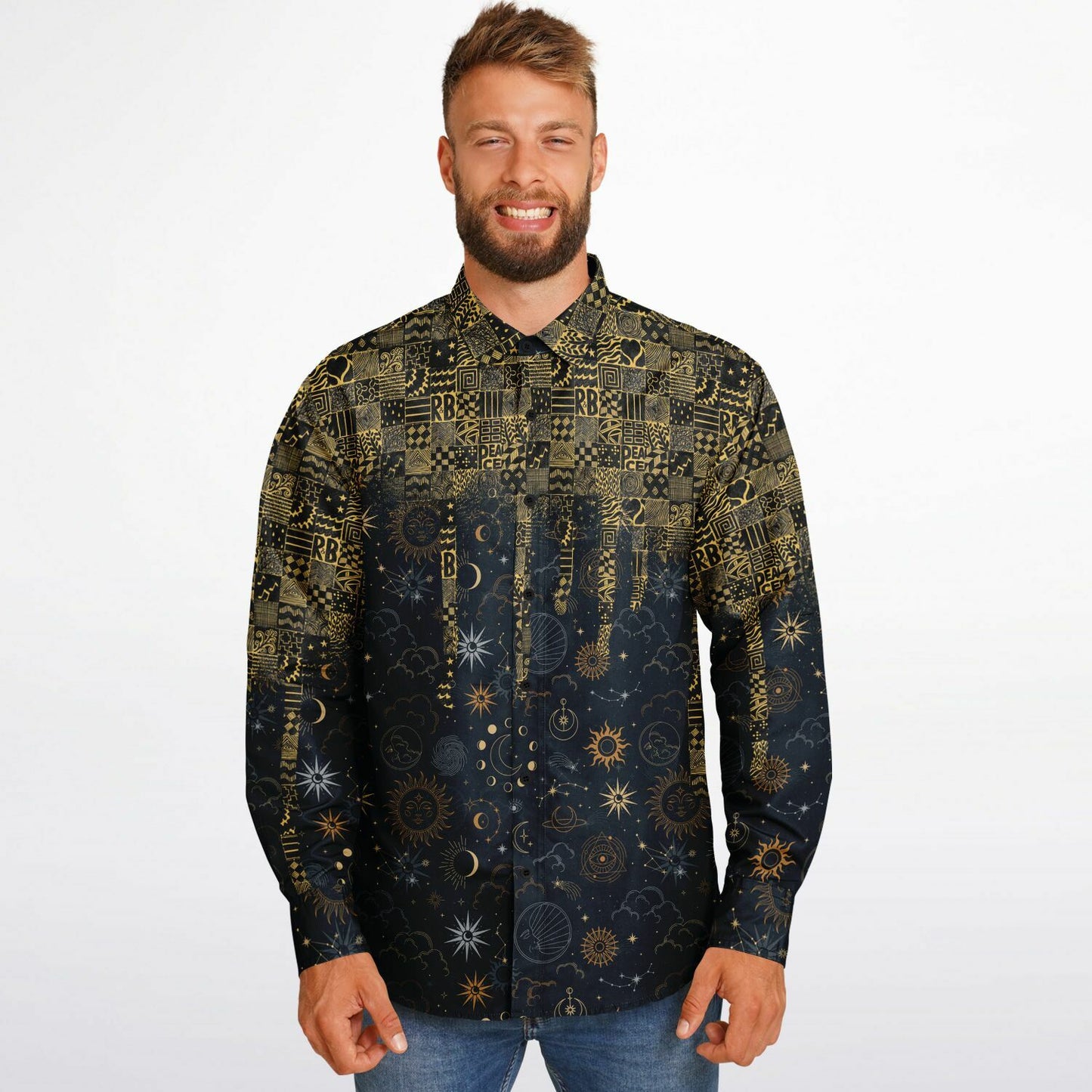 Celestial Meltdown Long Sleeve Button Down Shirt