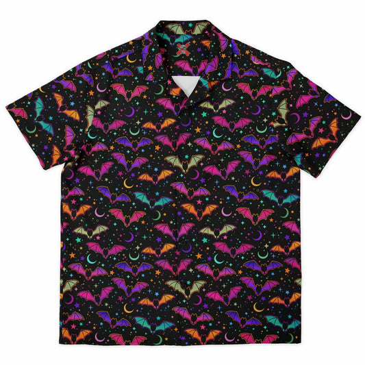 Party Bats Spread Collar Short Sleeve Button-Down Comfort Shirt