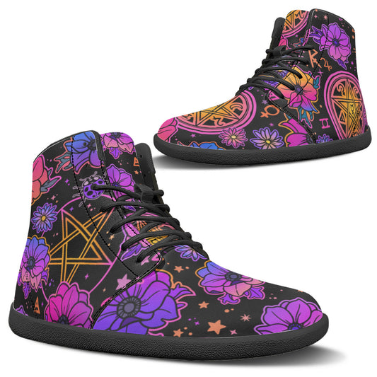 Magic Flowers Unisex Barefoot High-Top Sneakers