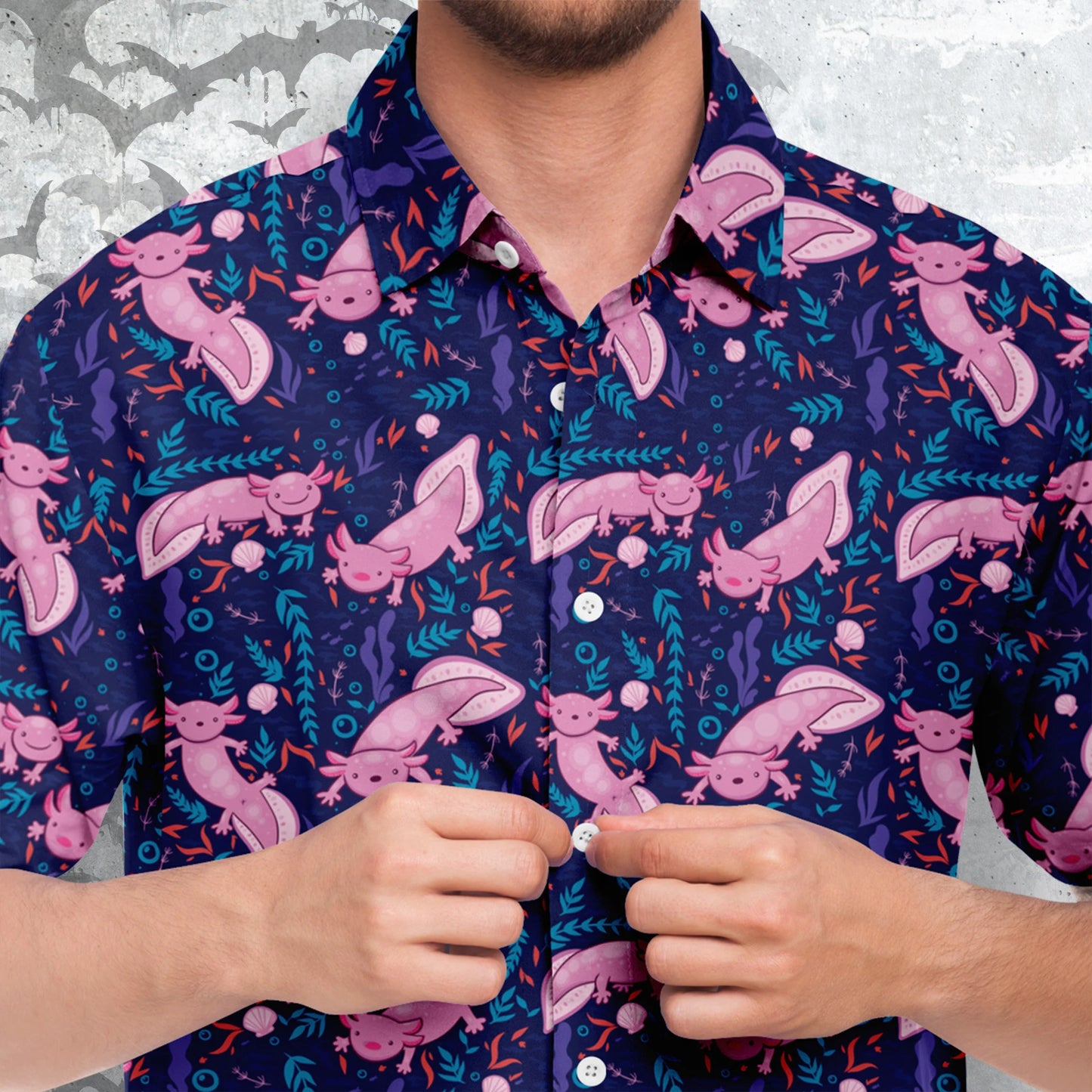 Axolotl Short Sleeve Button-up Shirt