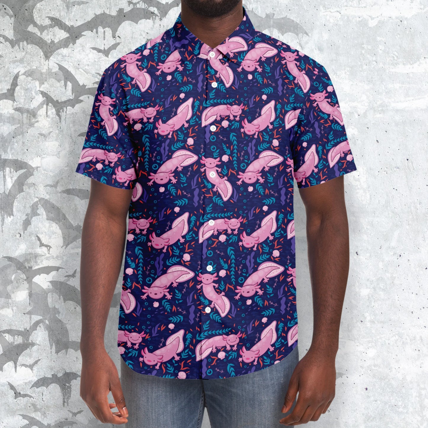 Axolotl Short Sleeve Button-up Shirt