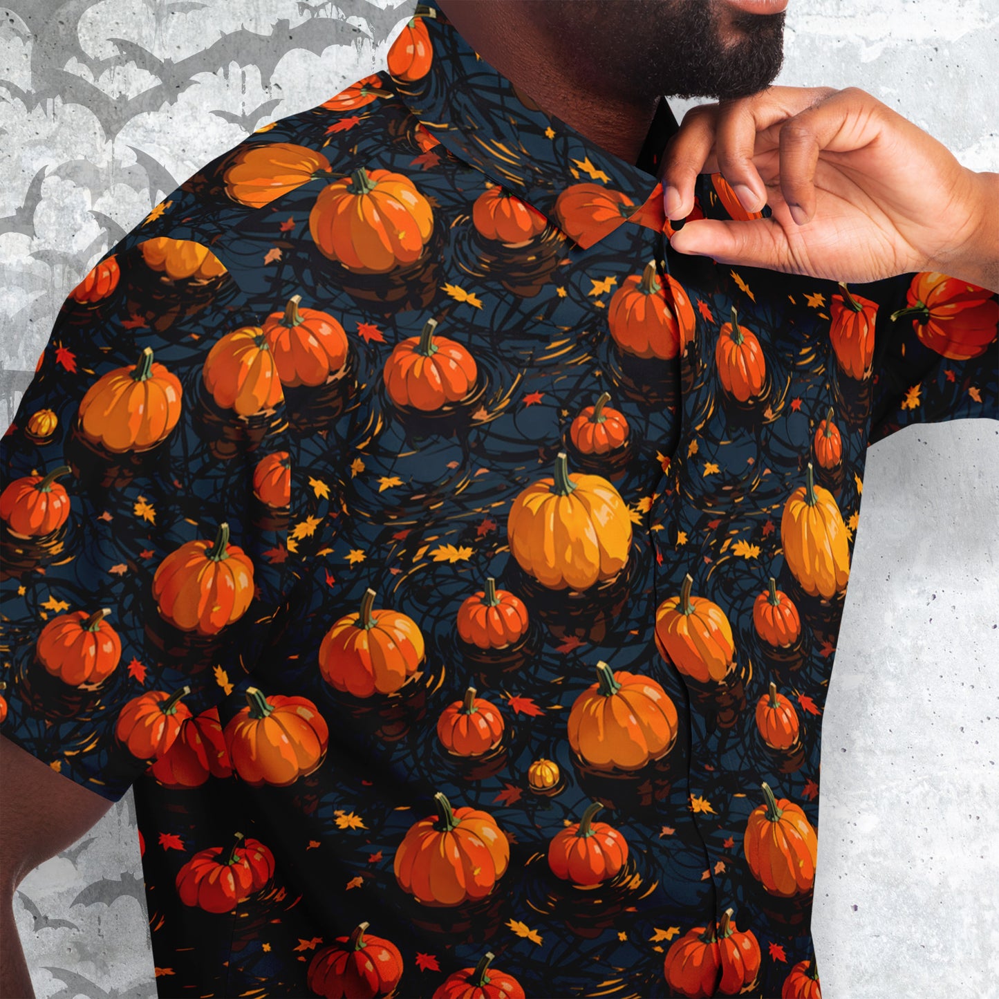 Floating Halloween Short Sleeve Button-up Shirt