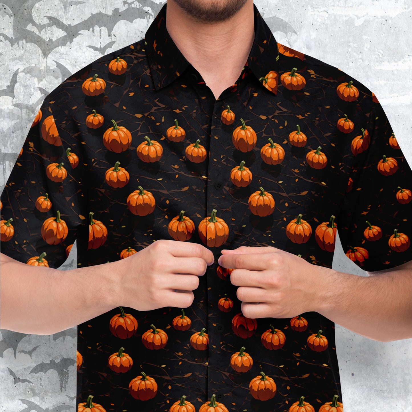 Halloween Fiest Short Sleeve Button-up Shirt