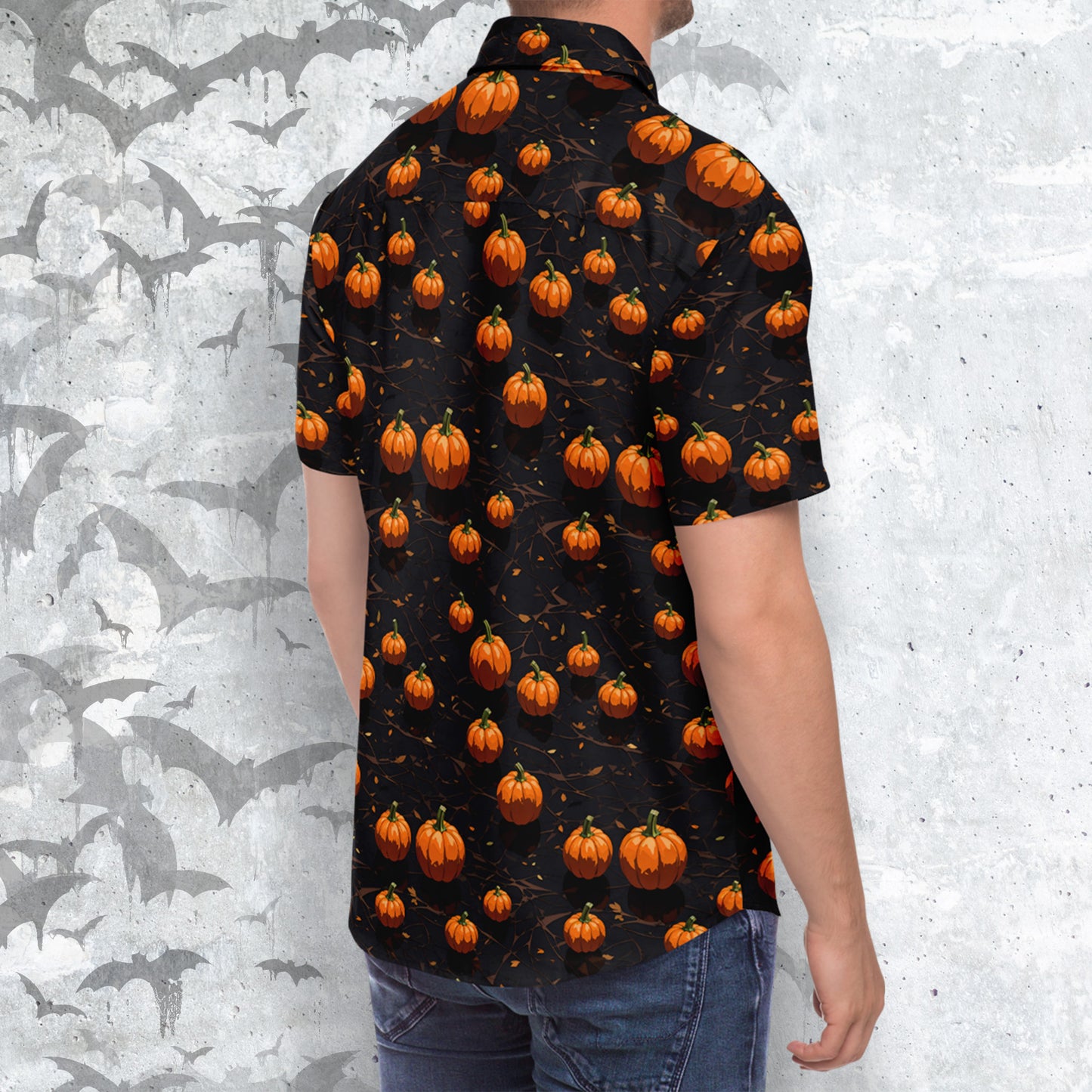 Halloween Fiest Short Sleeve Button-up Shirt
