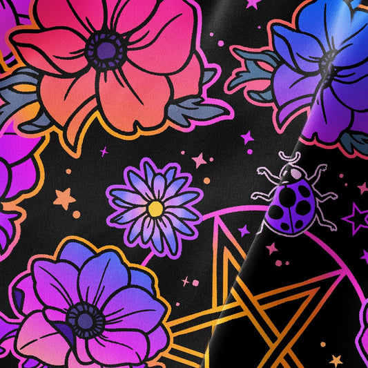 Mystical Flower Short Sleeve Button Up Shirt - NeoSkull