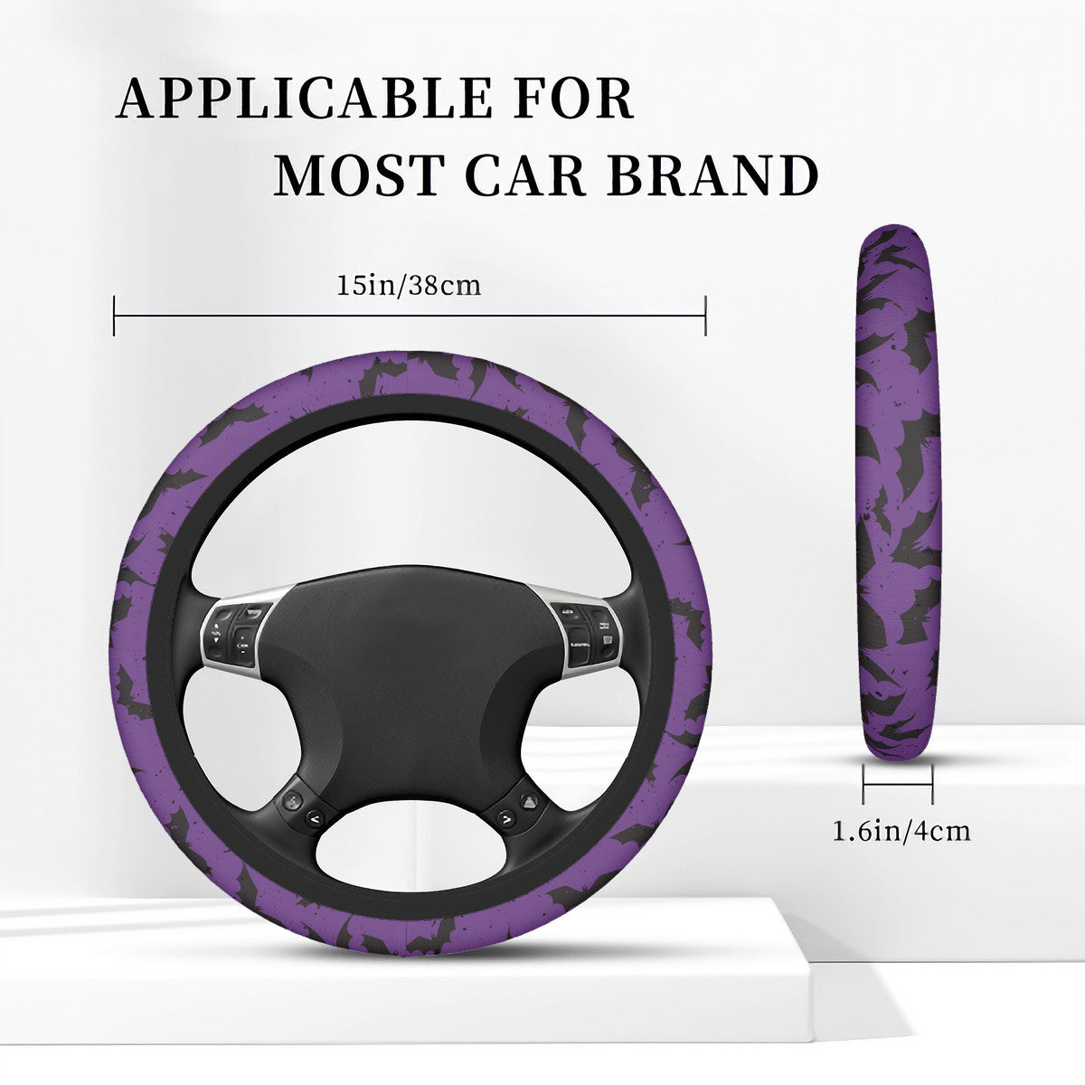 Purple Bats Elastic Steering Wheel Cover