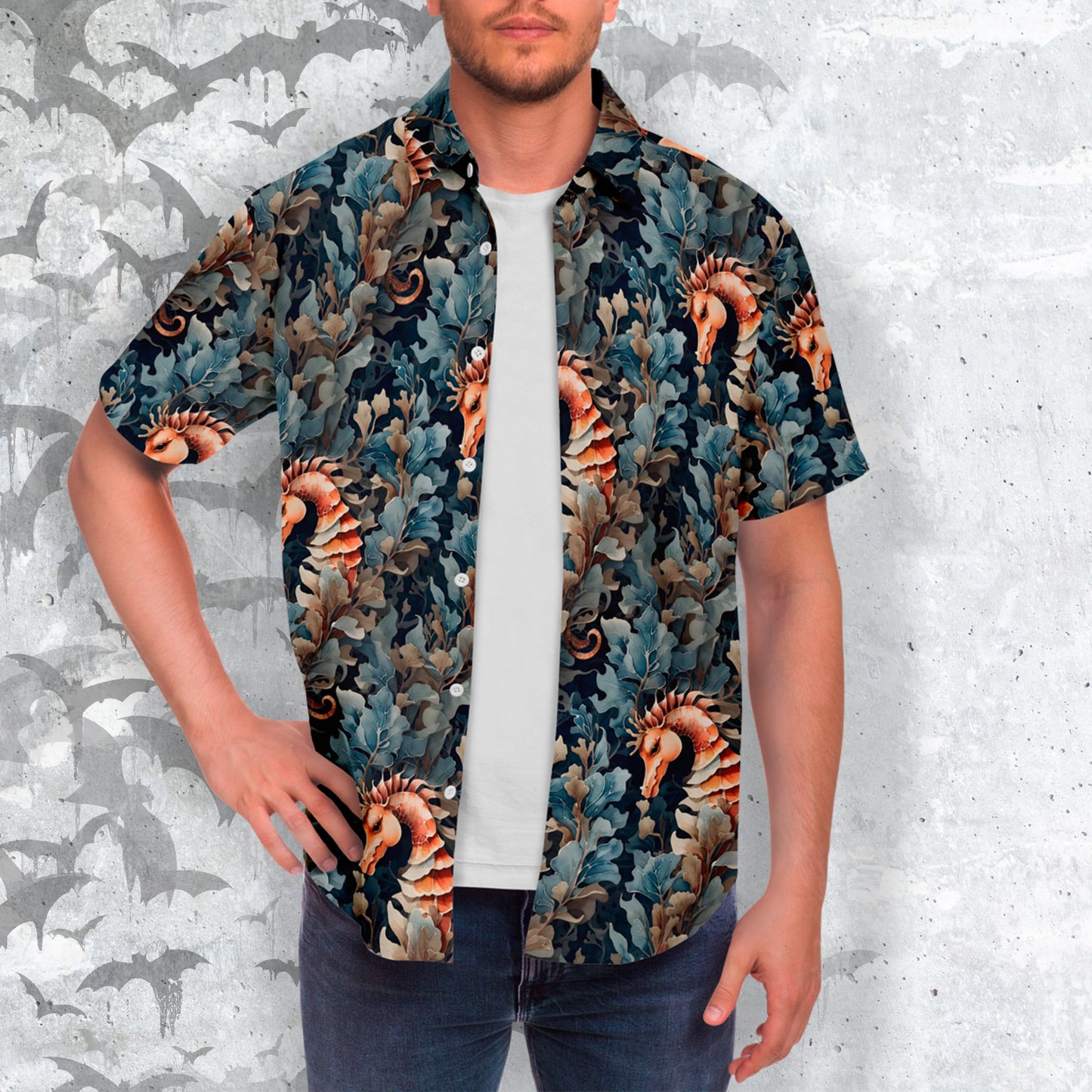 Caribbean shores button-up shirt