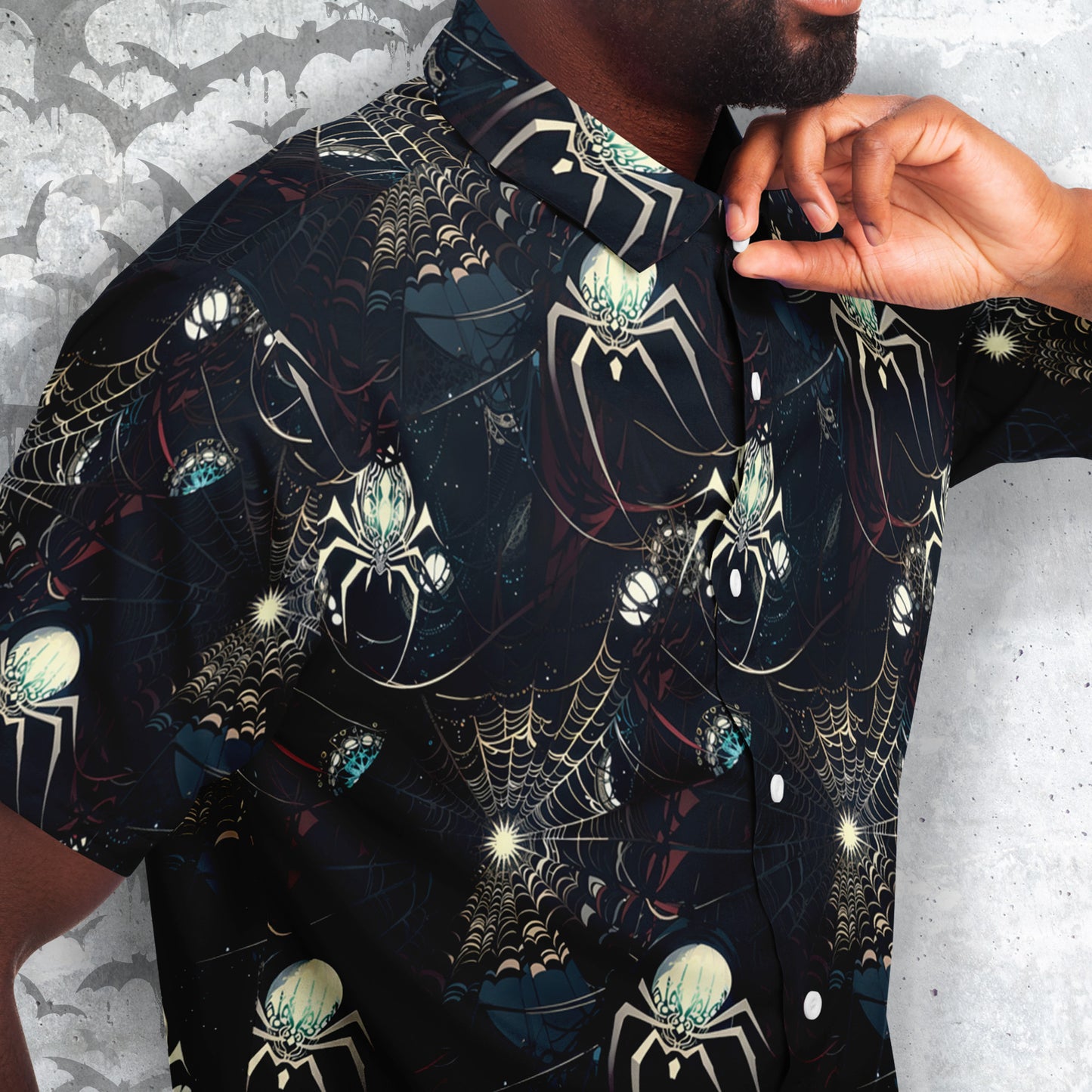 Shadowy Spinners Short Sleeve Button-up Shirt