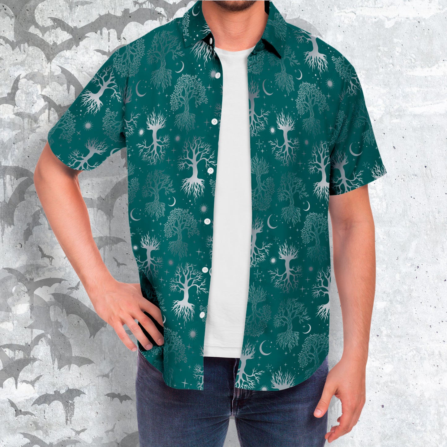 Silver tree Short Sleeve Button-up Shirt