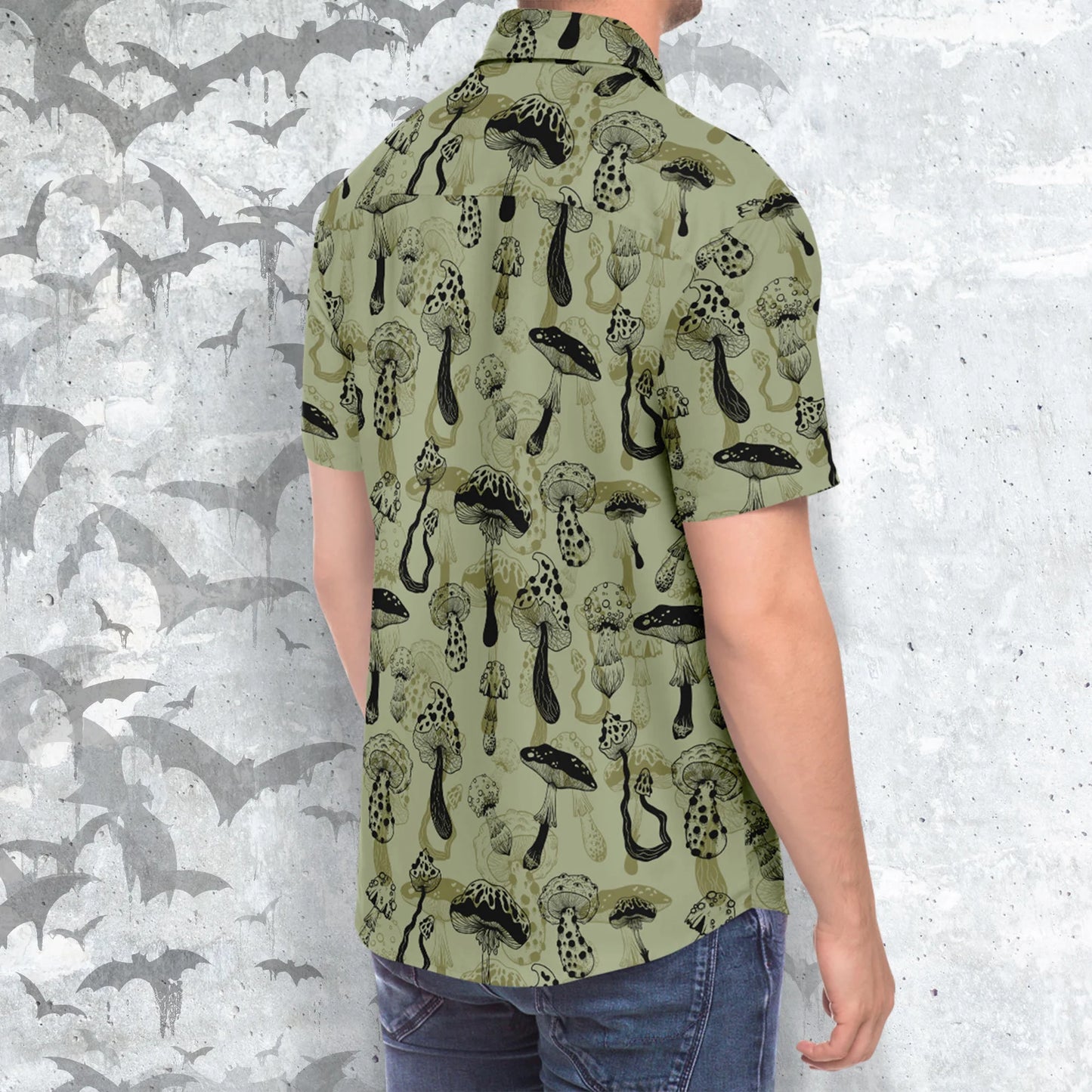 Mushroom Warrior short sleeve button-up shirt