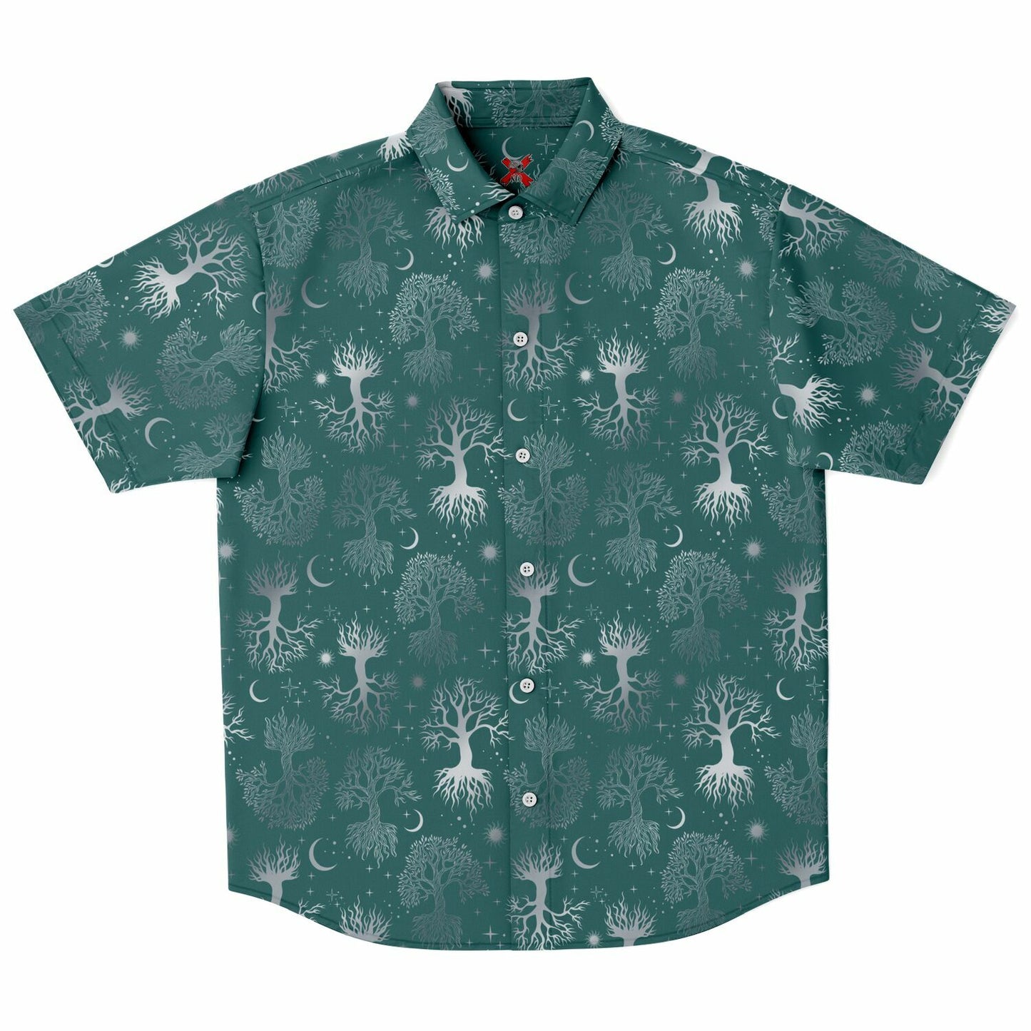 Silver tree Short Sleeve Button-up Shirt