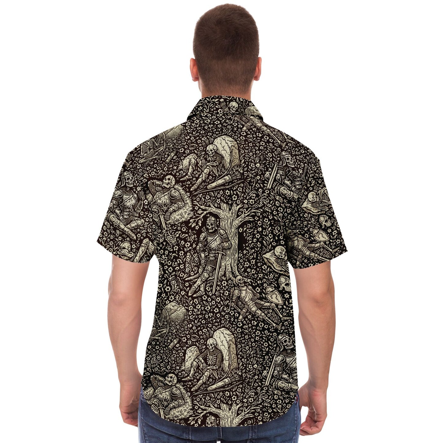 Resting Knights Short Sleeve Button Up Shirt