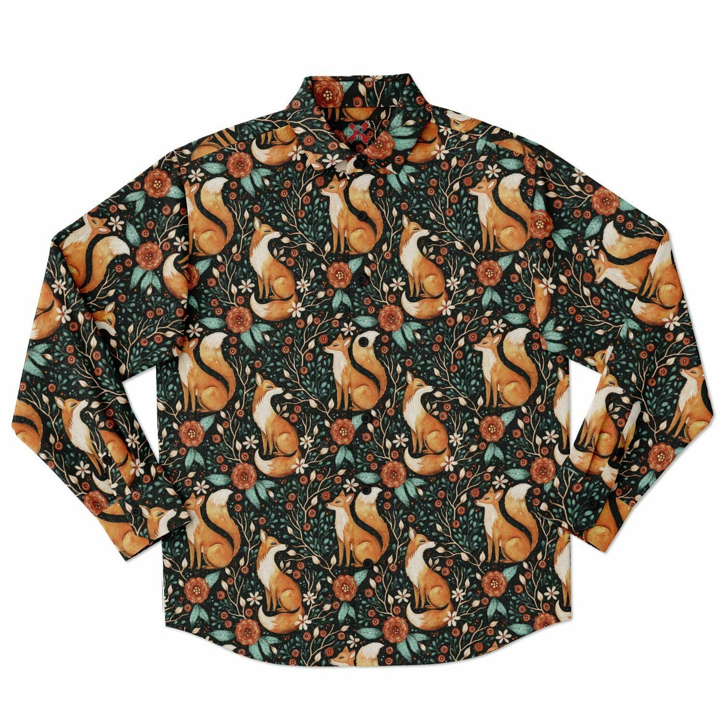Cottagecore Fox Long Sleeve Button Shirt