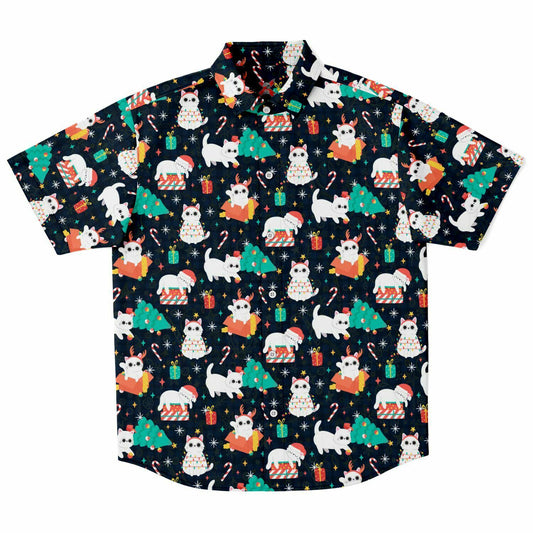 Christmas's Cats Short Sleeve Button-up Shirt