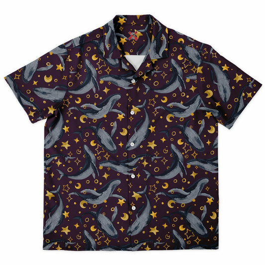 Star Whales Short Sleeve Button-Down Comfort Shirt