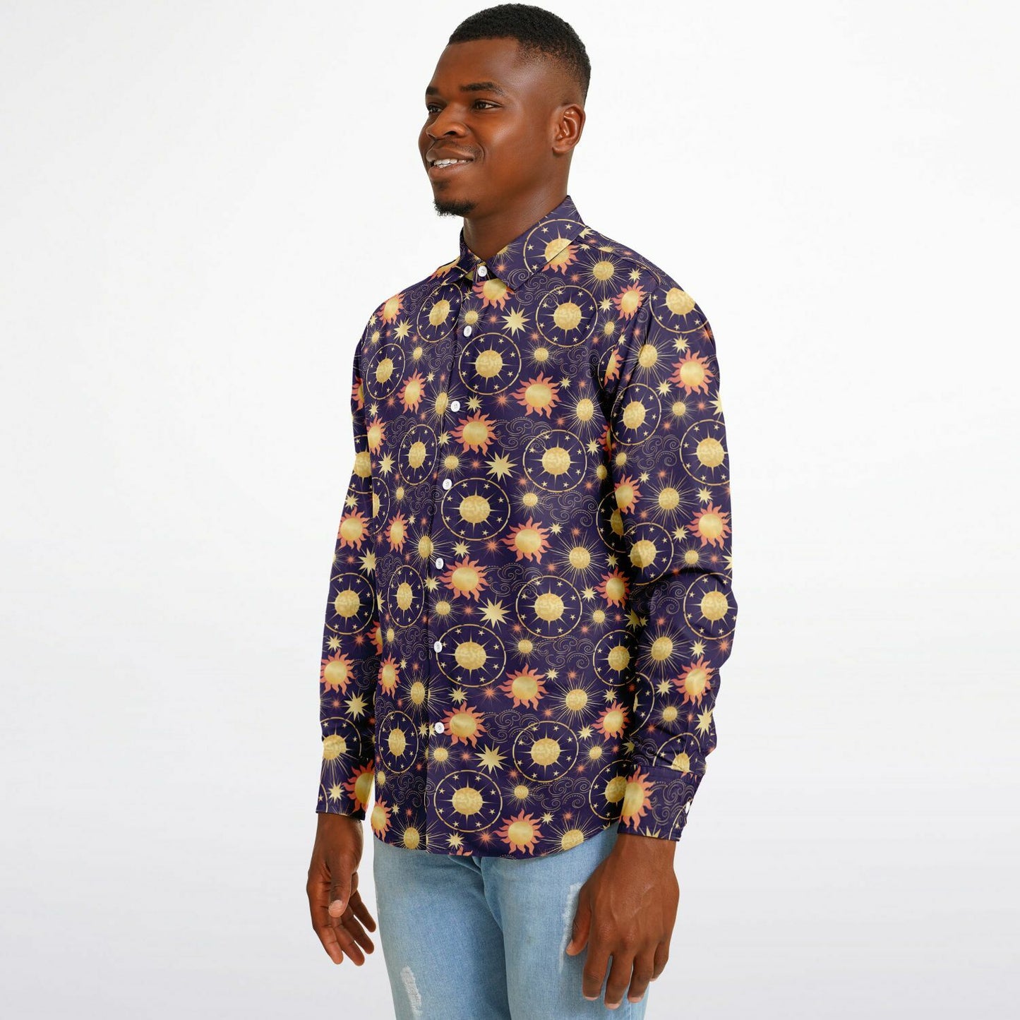 Sun and Planets Long Sleeve Button Up Shirt