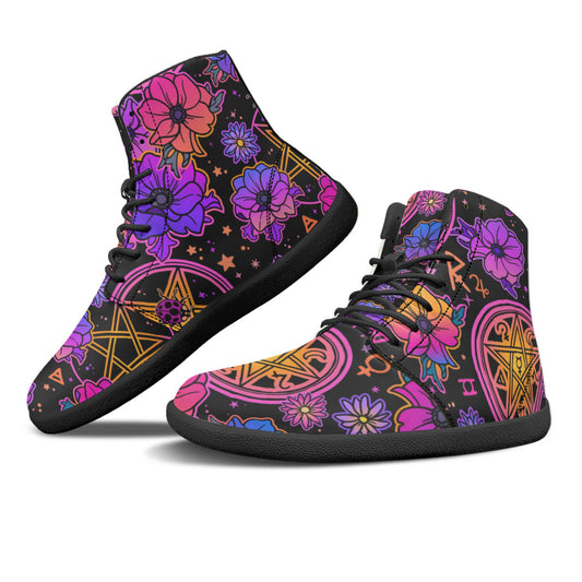 Magic Flowers Unisex Barefoot High-Top Sneakers