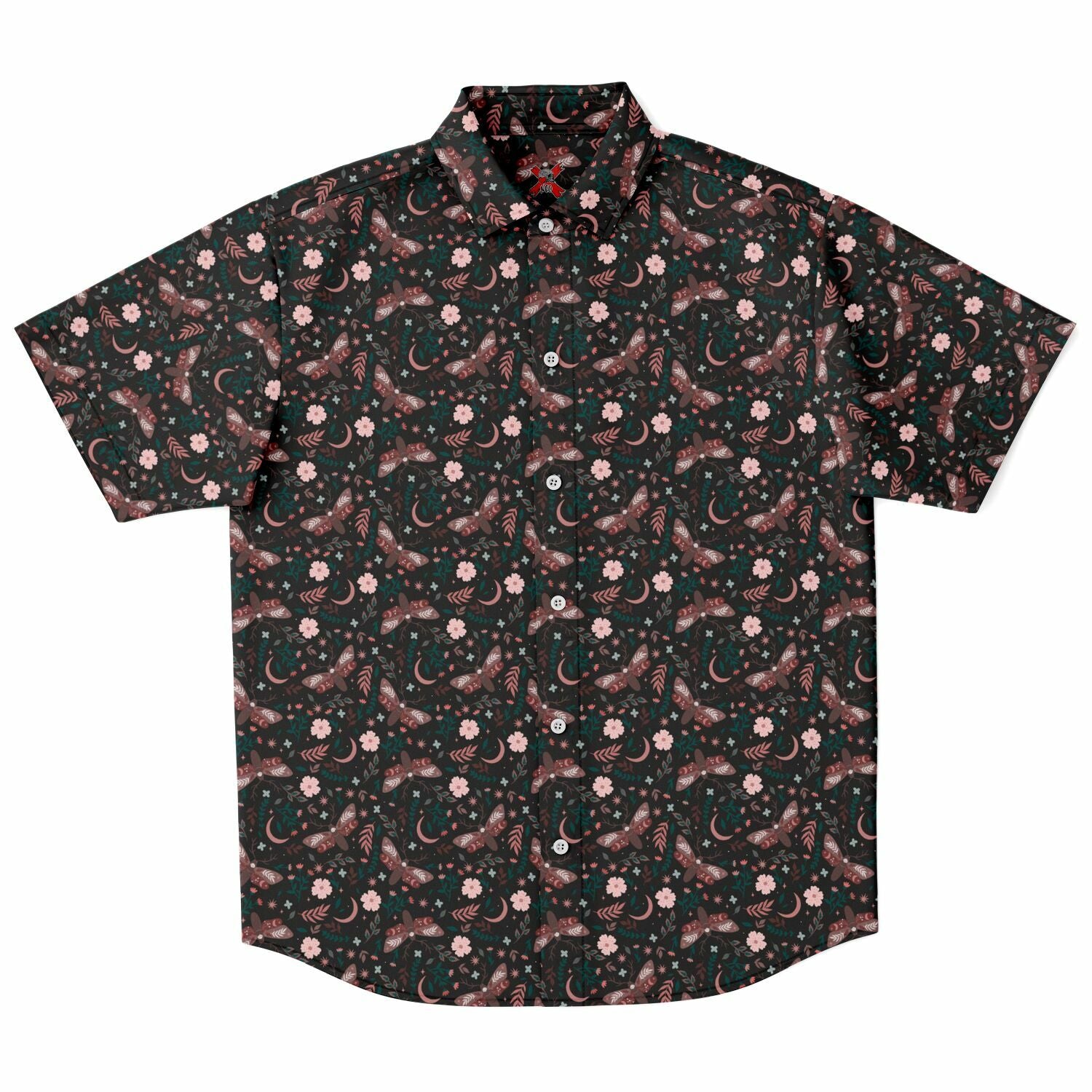 Sweet Druid small print Short Sleeve Button Up Shirt - NeoSkull