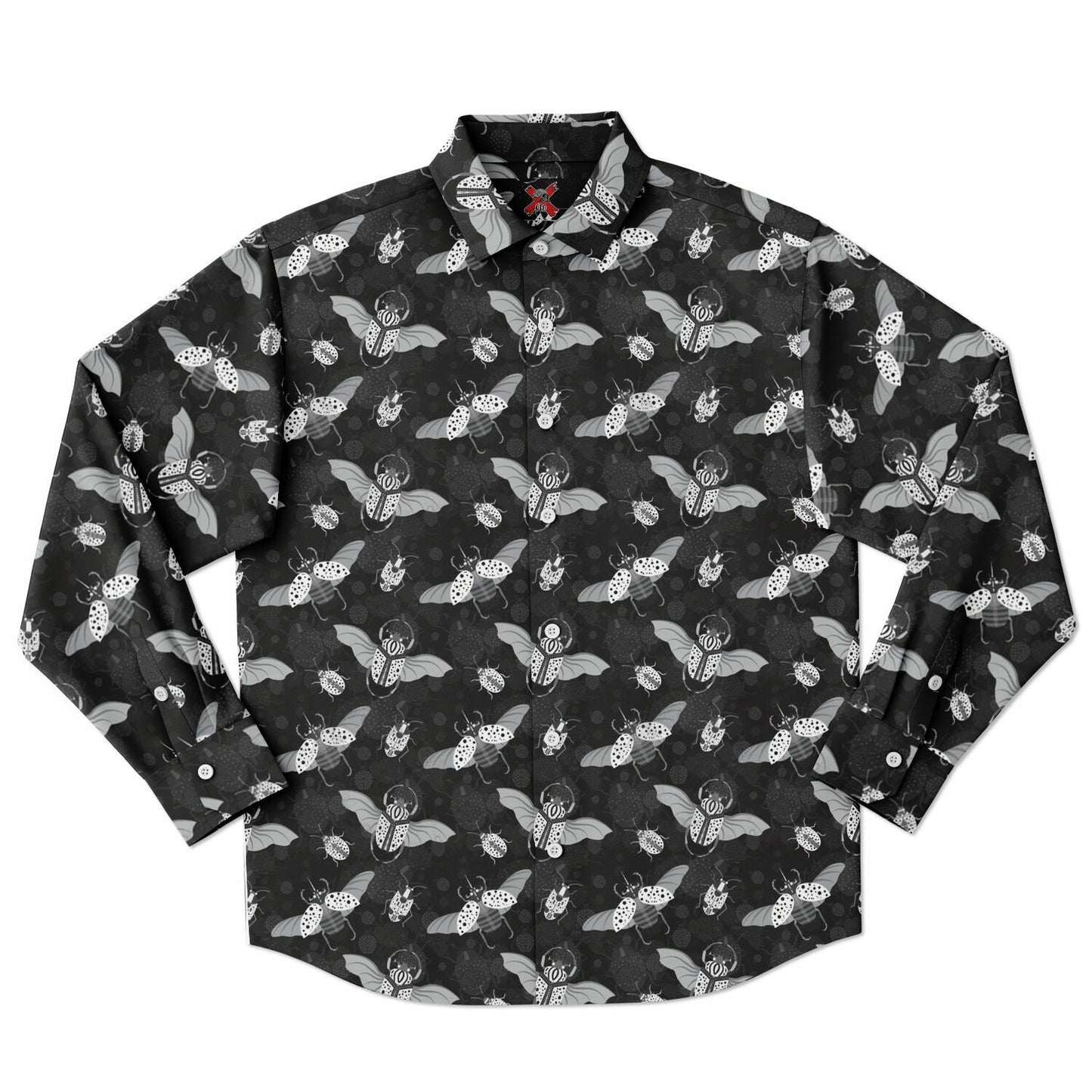 Flying bugs Long Sleeve Button Up Shirt - NeoSkull