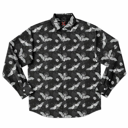 Flying bugs Long Sleeve Button Up Shirt - NeoSkull