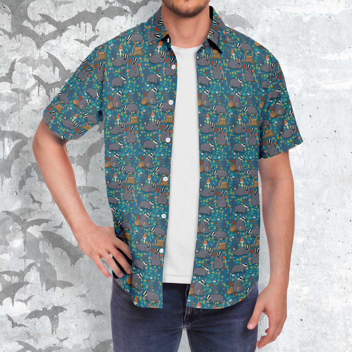 Forest Badgers Short Sleeve Button-up Shirt