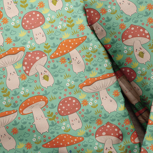 Busy Mushrooms Short Sleeve Button-up Shirt