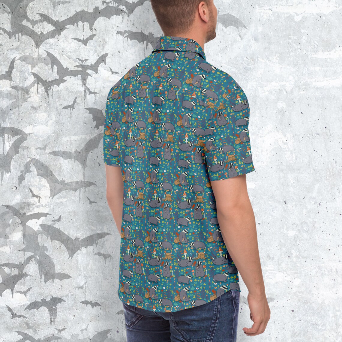 Forest Badgers Short Sleeve Button-up Shirt