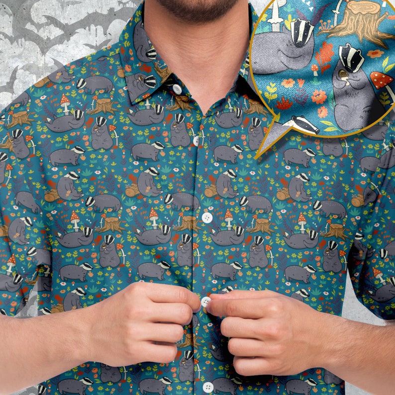 Forest Badgers Short Sleeve Button-up Shirt