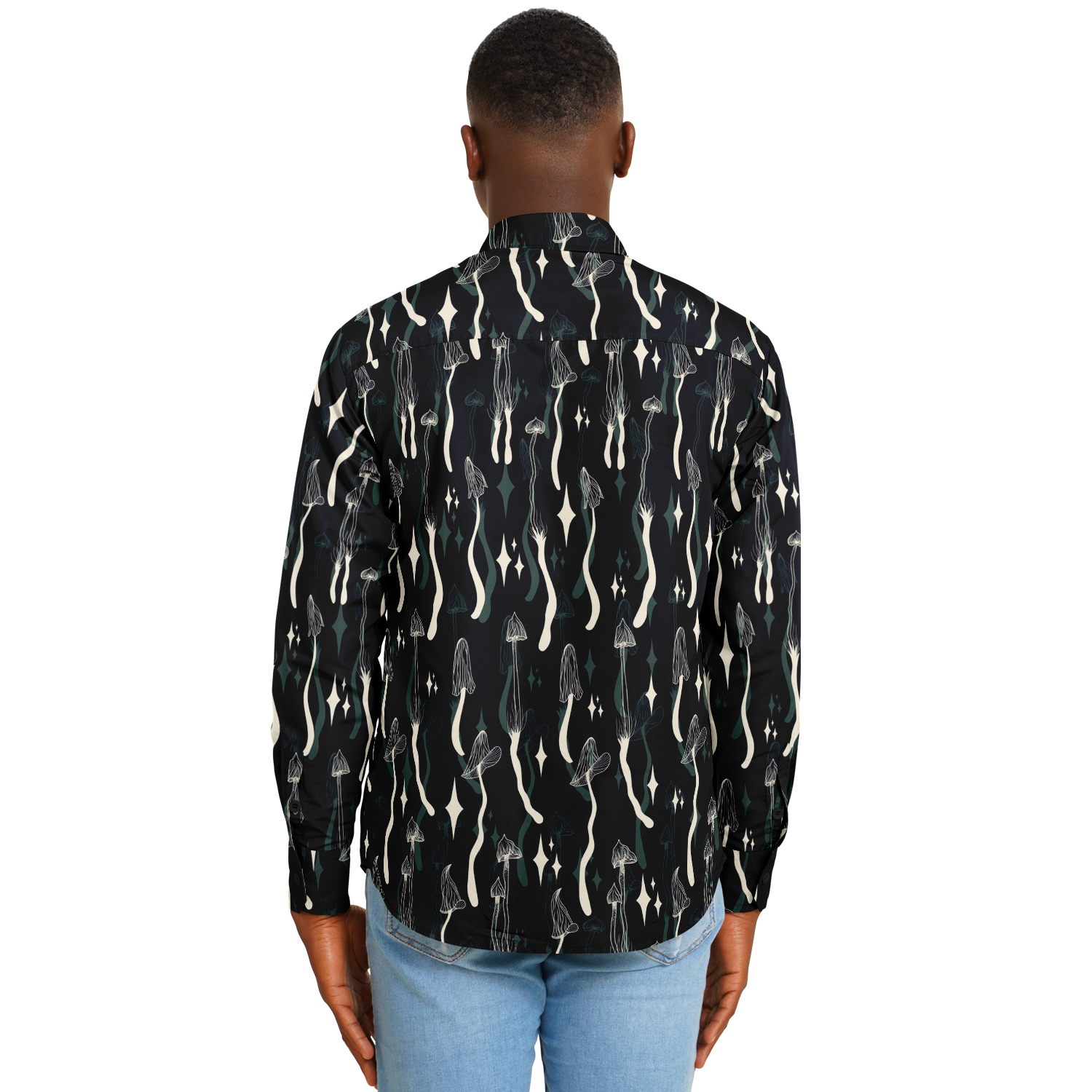 Mushroom Wave Long Sleeve Button Down Shirt - NeoSkull