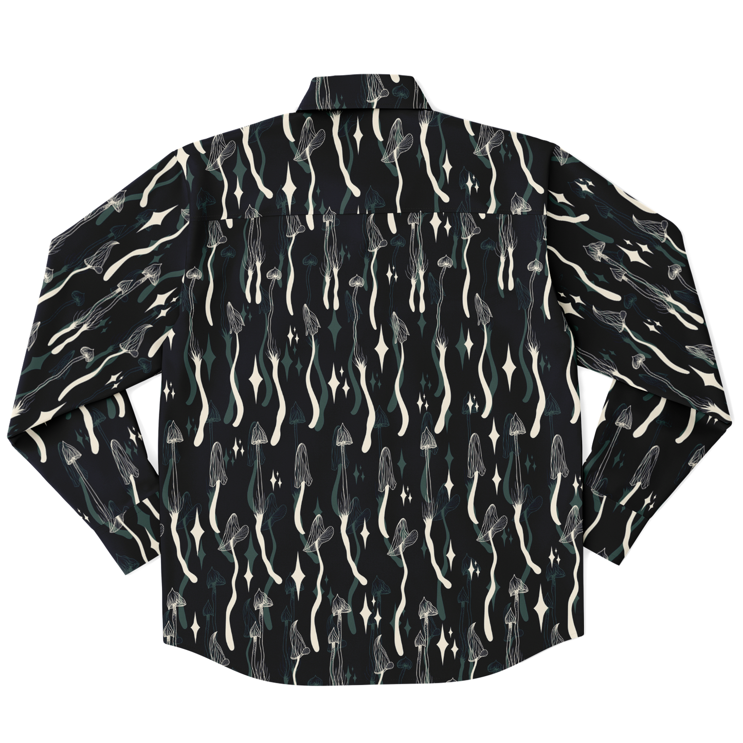 Mushroom Wave Long Sleeve Button Down Shirt - NeoSkull