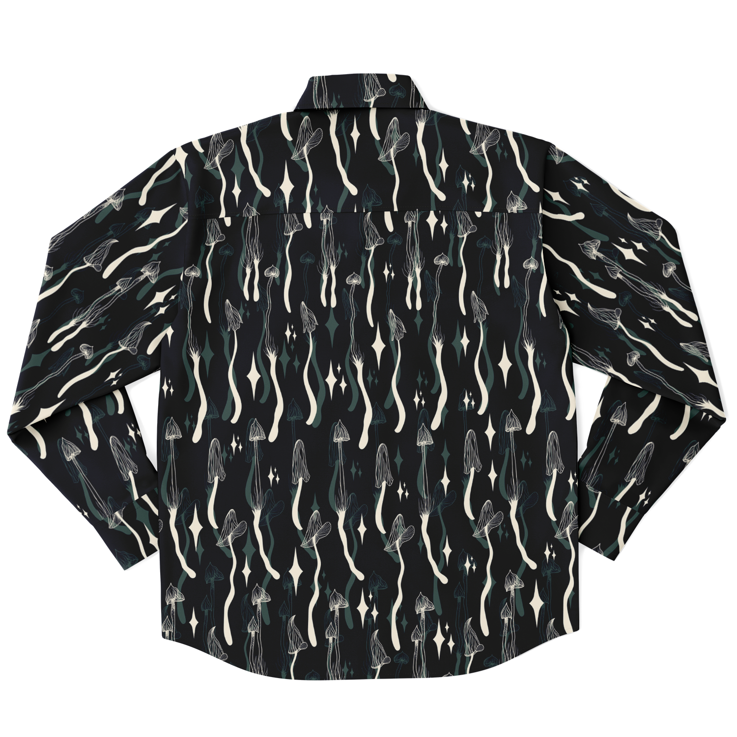 Mushroom Wave Long Sleeve Button Down Shirt - NeoSkull