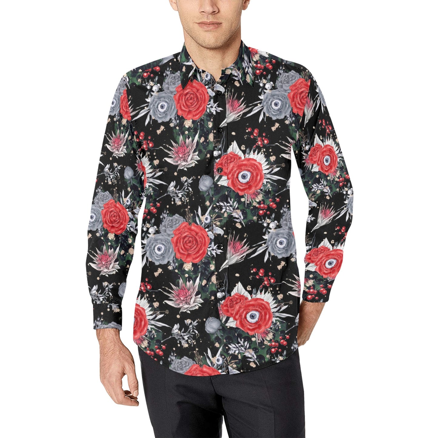 Predators Eyes Long Sleeve Button-up Shirt