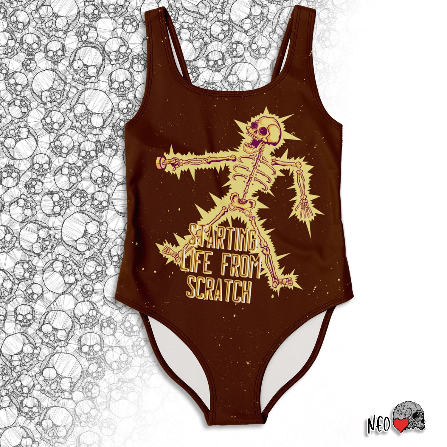 funny skeleton one-piece swimsuit