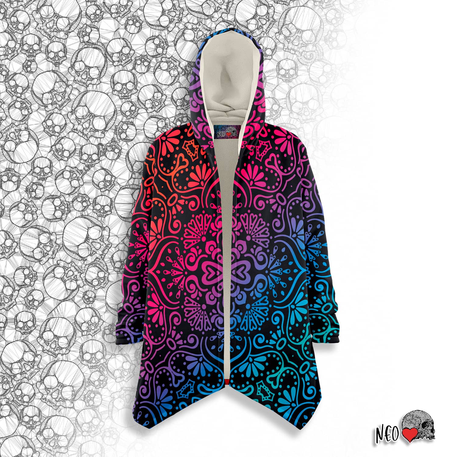 neon floral pattern hoodie