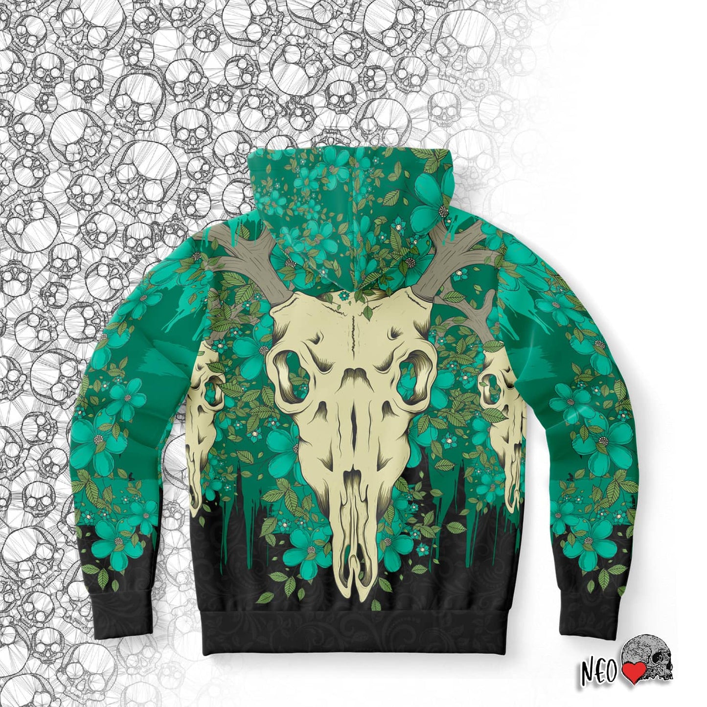 animal skull occult art hoodie