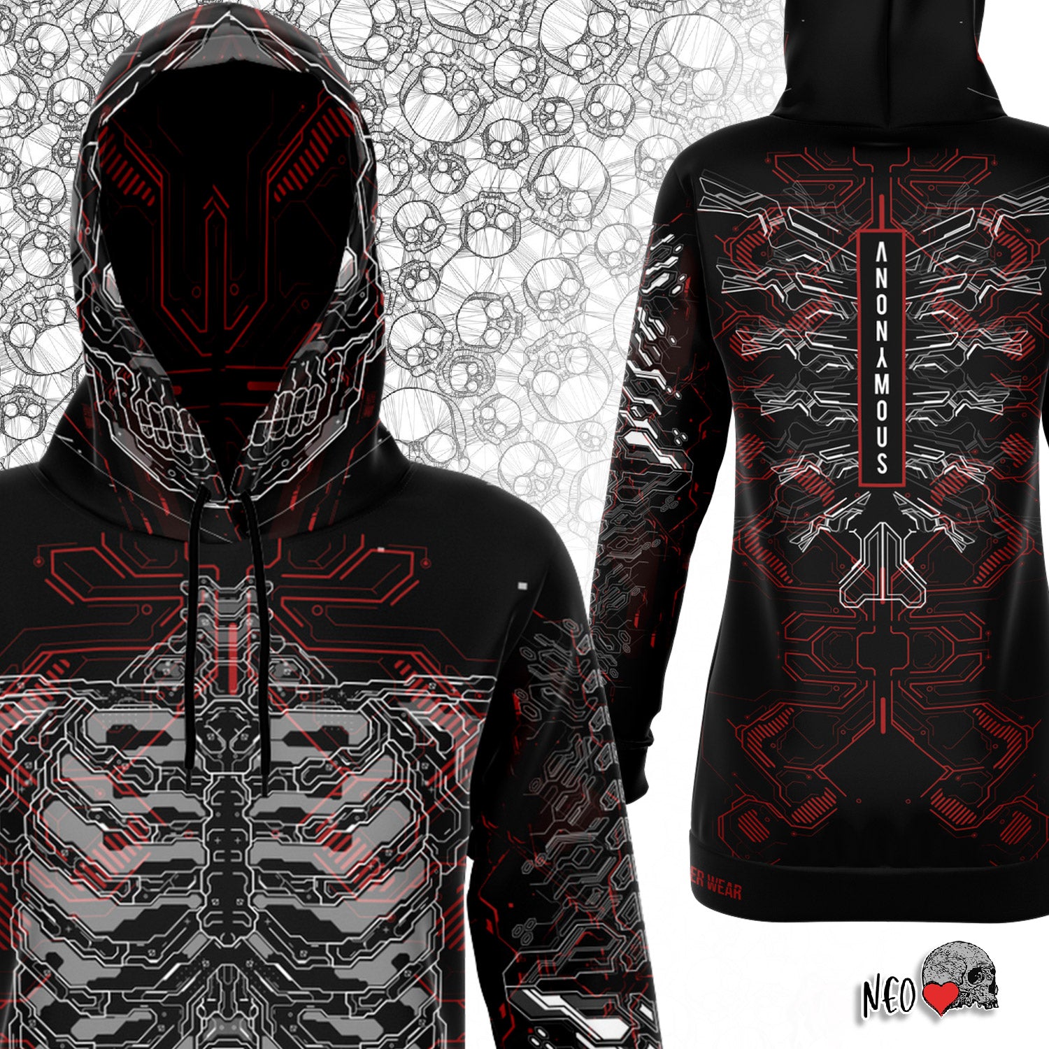 cybergoth hoodie cyberpunk clothes collection neoskull
