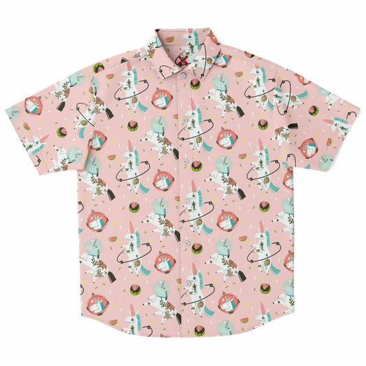 Unicorn short sleeve button-up shirt