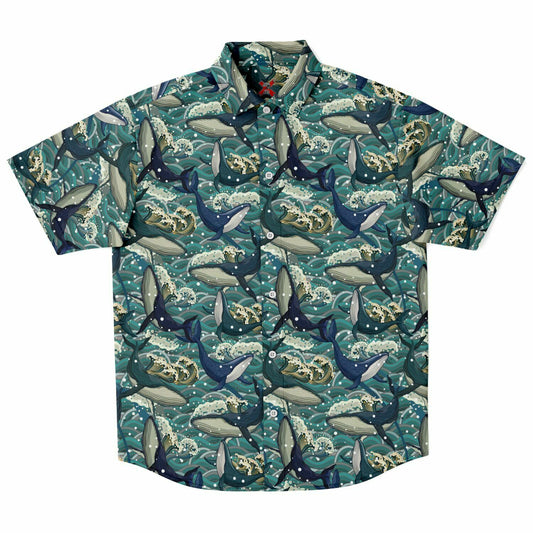 Whale Madness Short Sleeve Button-up Shirt