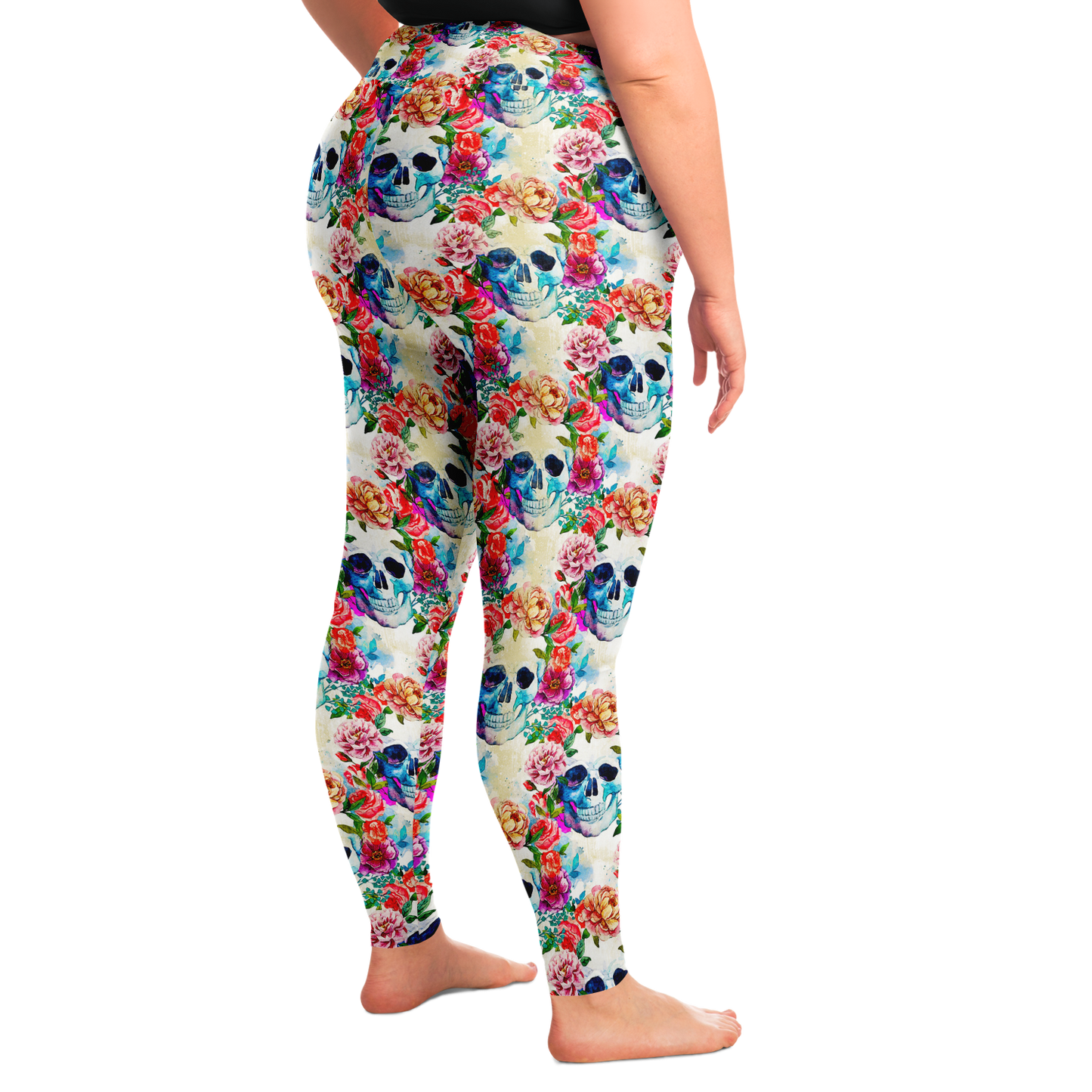 Peonies and Skulls Legging Plus Size - NeoSkull