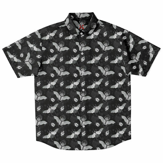 bugs black short sleeve button-up shirt