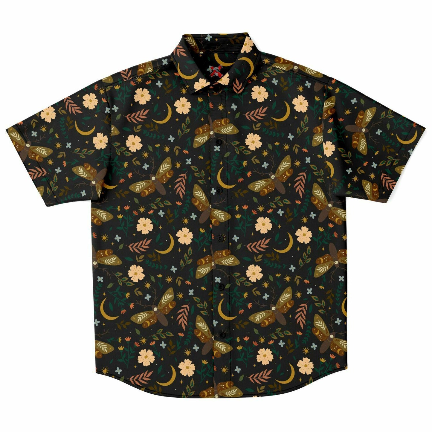 Moths and flowers short sleeve button-up shirt – NeoSkull