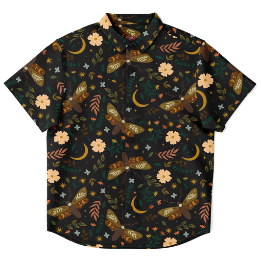 Cottage-core moths and flowers Youth Button-up Shirt