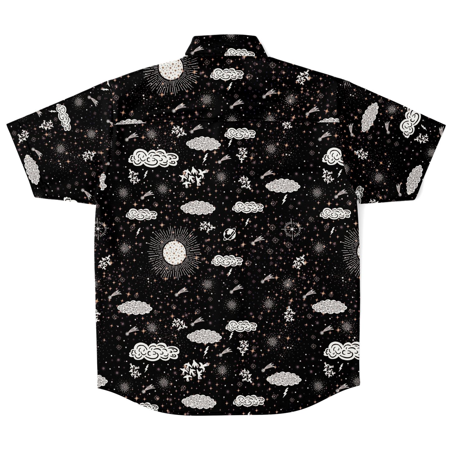 Space astrology short sleeve button-up shirt