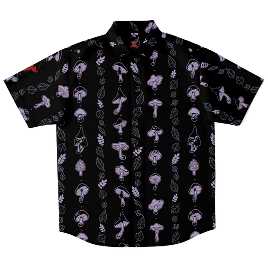 Lavender Mushrooms short sleeve button-up shirt